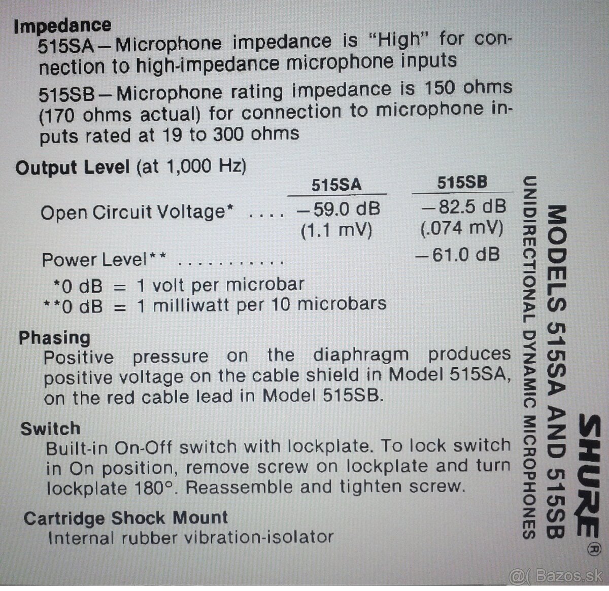Predam Vintage Mikrofon Shure 515 SB Unidyme B USA - 6