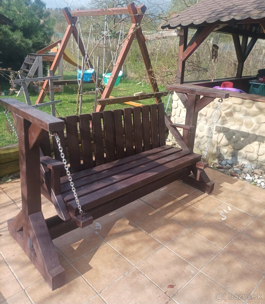 Zahradna Drevená Hojdačka - 6