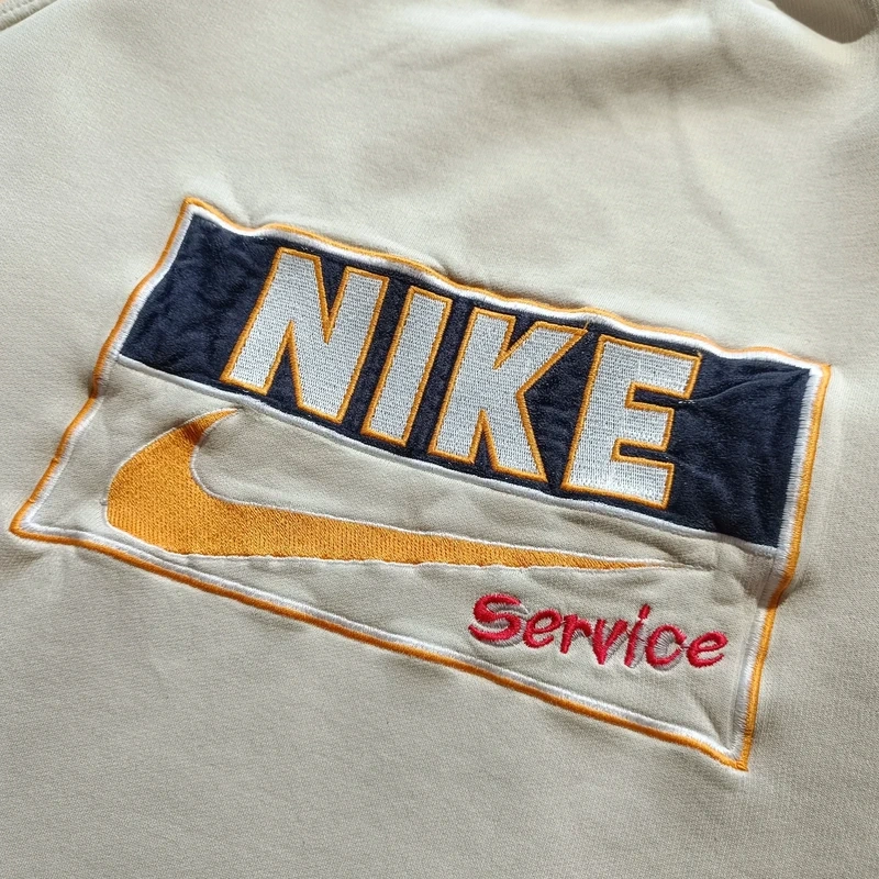 Vintage 90s NIKE Service béžová mikina bez kapucne XL - 6