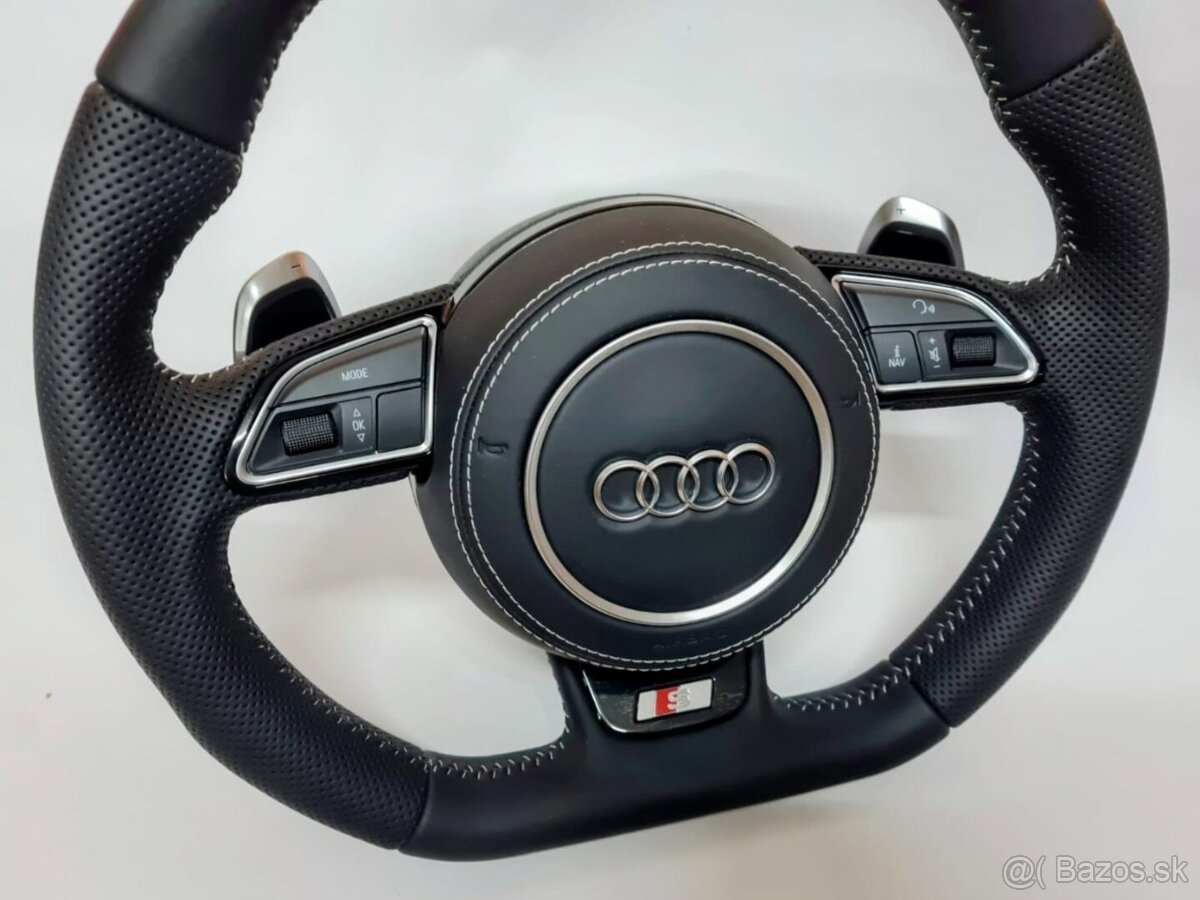 AUDI MULTIFUNKCNY VOLANT S AIRBAGOM A PADLAMI, biela niť - 6