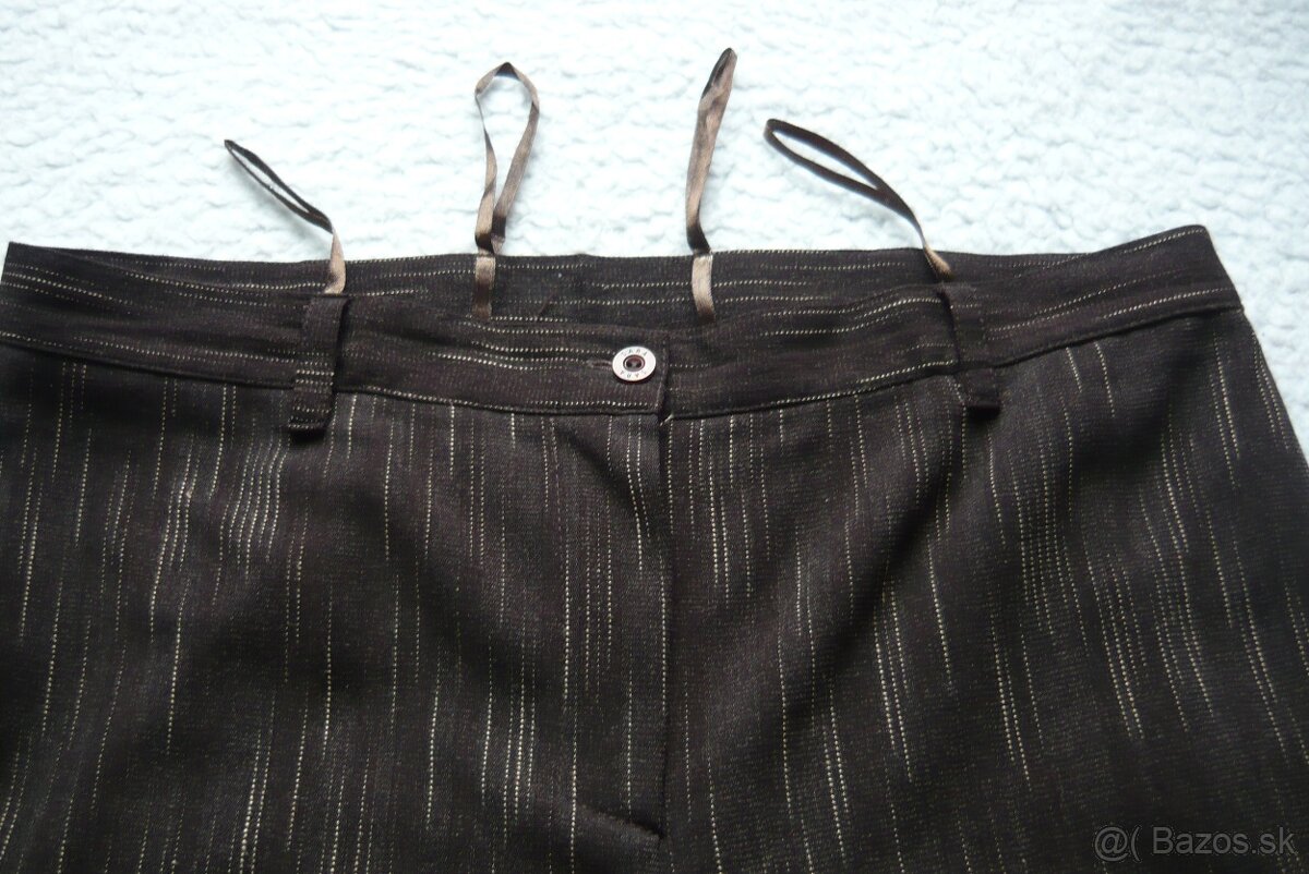 hnedé dámske nohavice , široký strih - 6