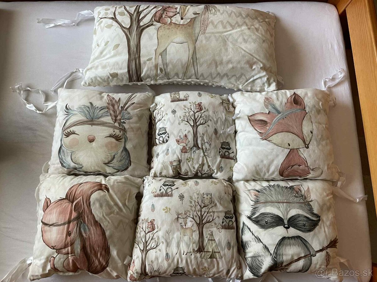Vankúšikový mantinel a obliečky Lesné zvieratká + pyžamožrút - 6