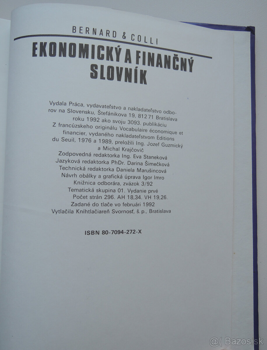 Predám knihu Ekonomický a finančný slovník, Bernard a Colli - 6