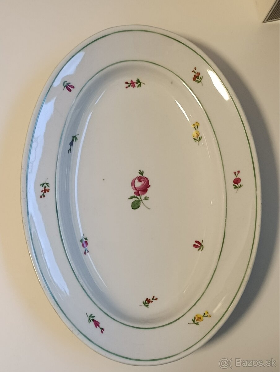 Ručne maľovaná porcelánova starožitná misa - 6