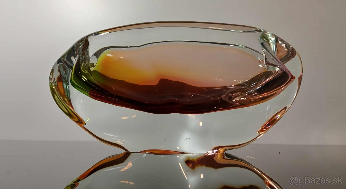 Nádherný popolník, miska z hutného skla návrh Jozef Rozínek - 6