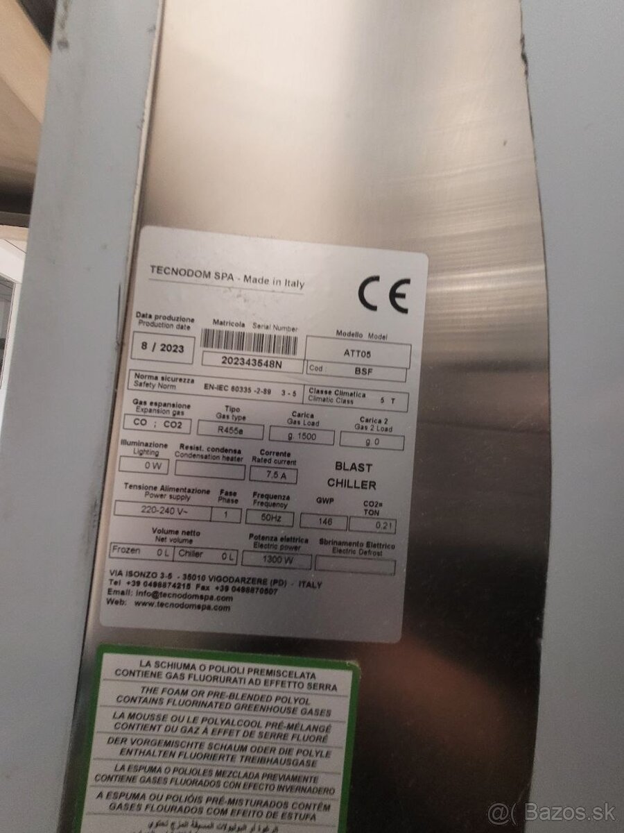 šokový mraziaci stroj.TECNODOM ATT05 - 6