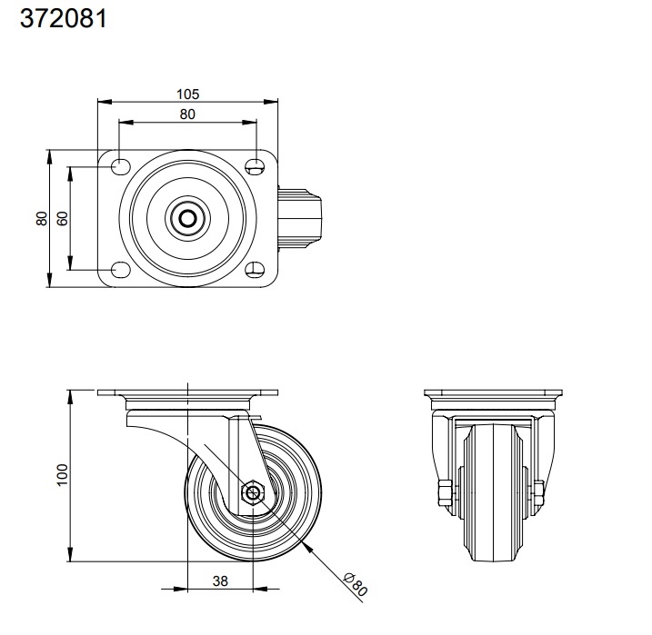 Otočné kolieska Adam Hall 80mm - 6