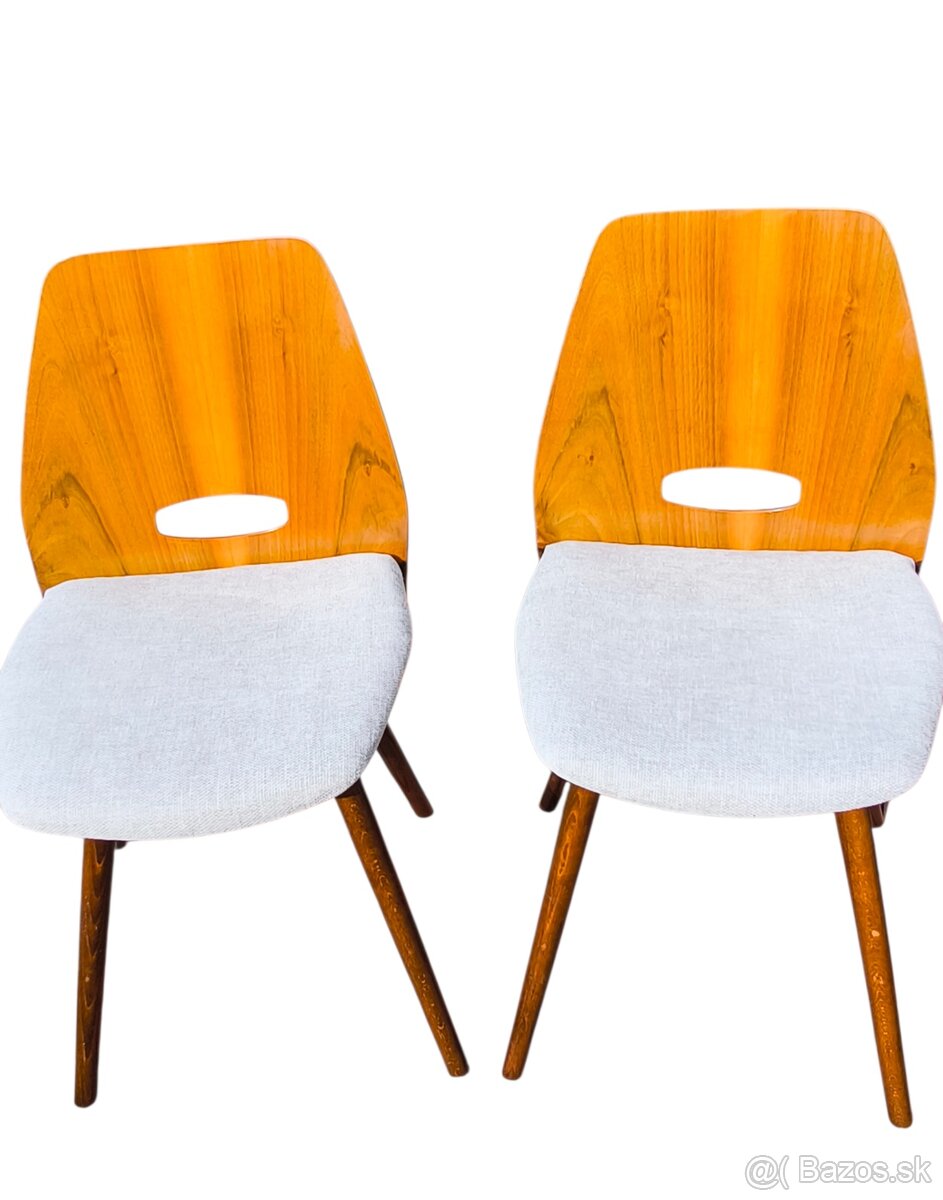 Dizajnové retro stoličky F. Jirák, po renovácii 4ks - 6