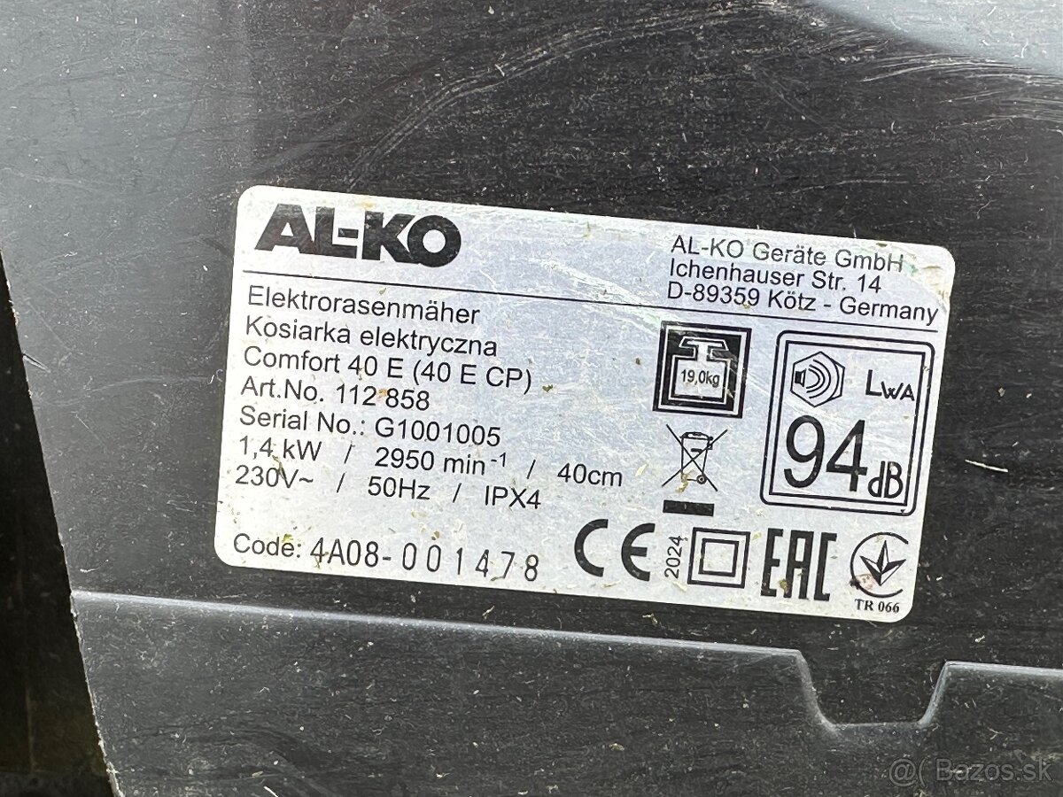 Predám elektrickú kosačku AL-KO Comfort 40 E - 6