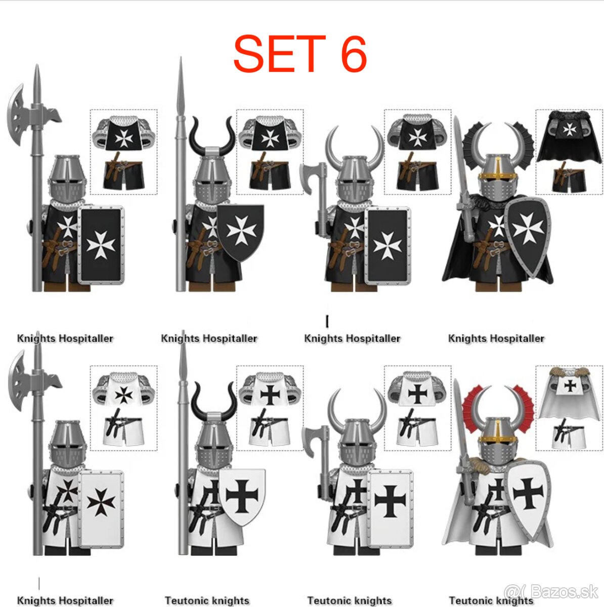 Figúrky Rytieri 2 (8ks) - typ lego, nové, nehrané - 6