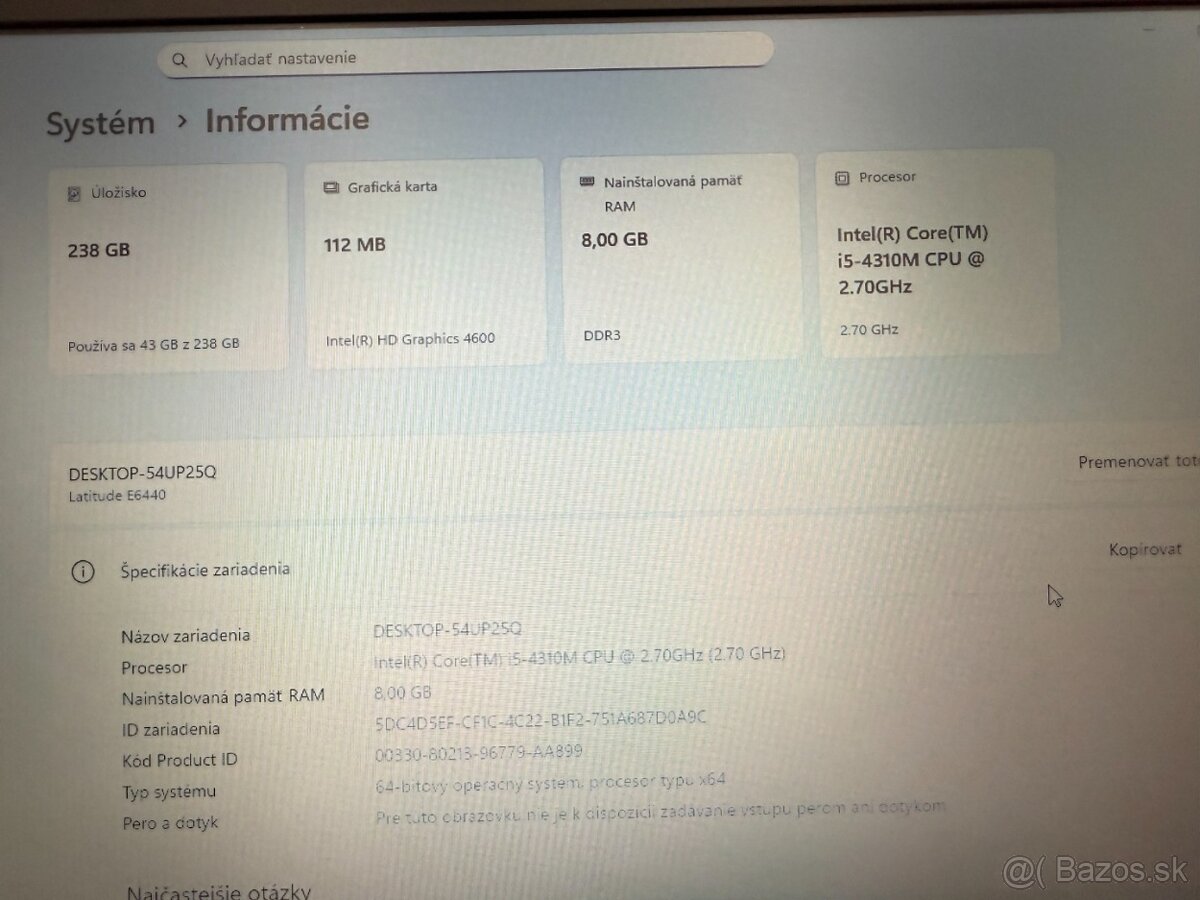 Dell Latitude E6440 i5 / 8GB / SSD / Win11 originál - 6