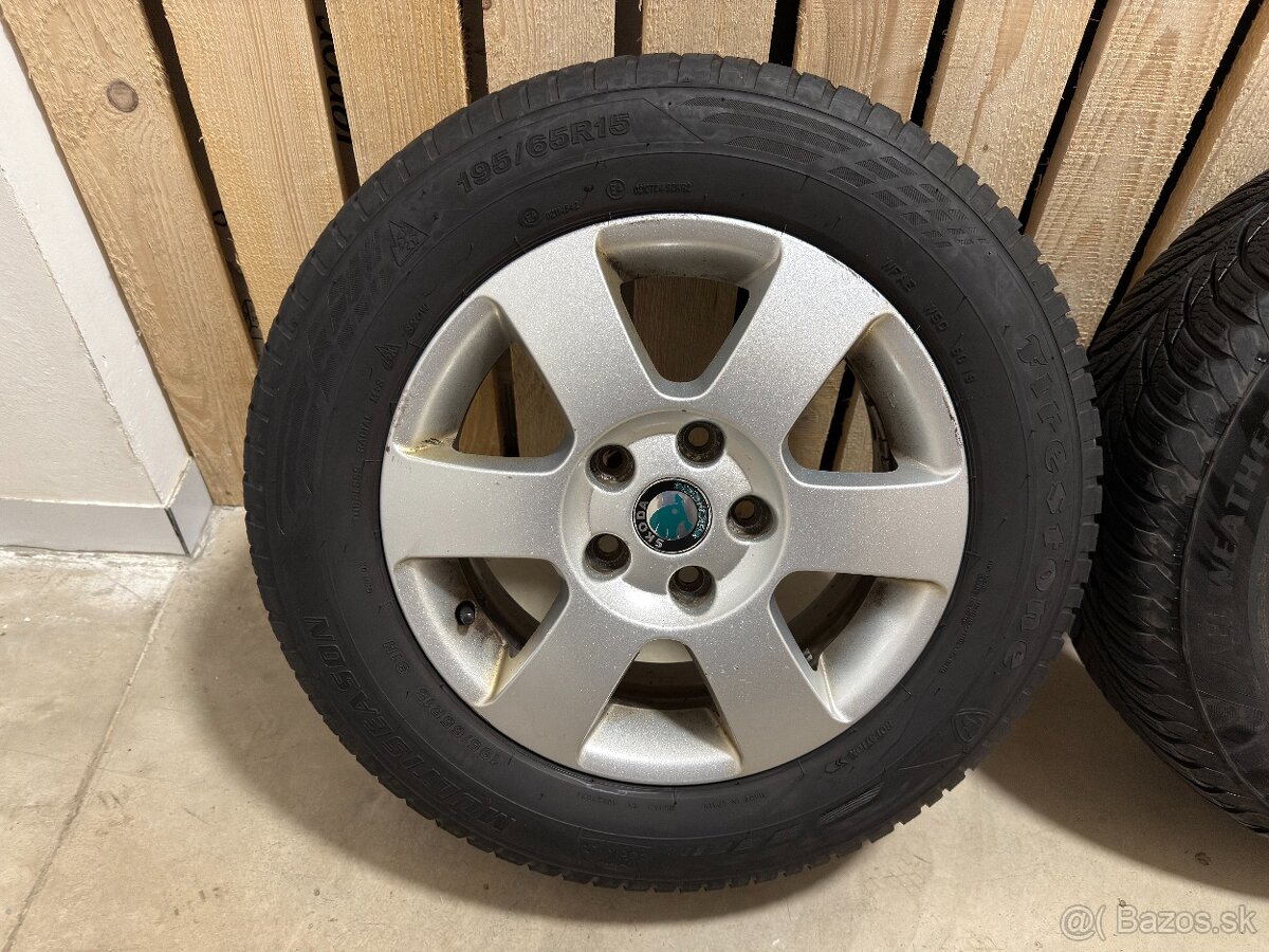 Disky Škoda + celoročné pneu 195/65 R15 - 6