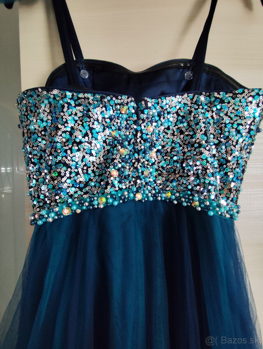 Tmavomodré - tyrkysové šaty - 6