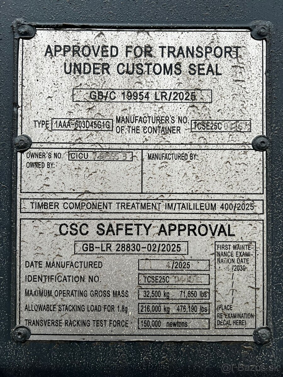 Predám lodný kontajner FIRST WAY 12m typ 40HC - 6