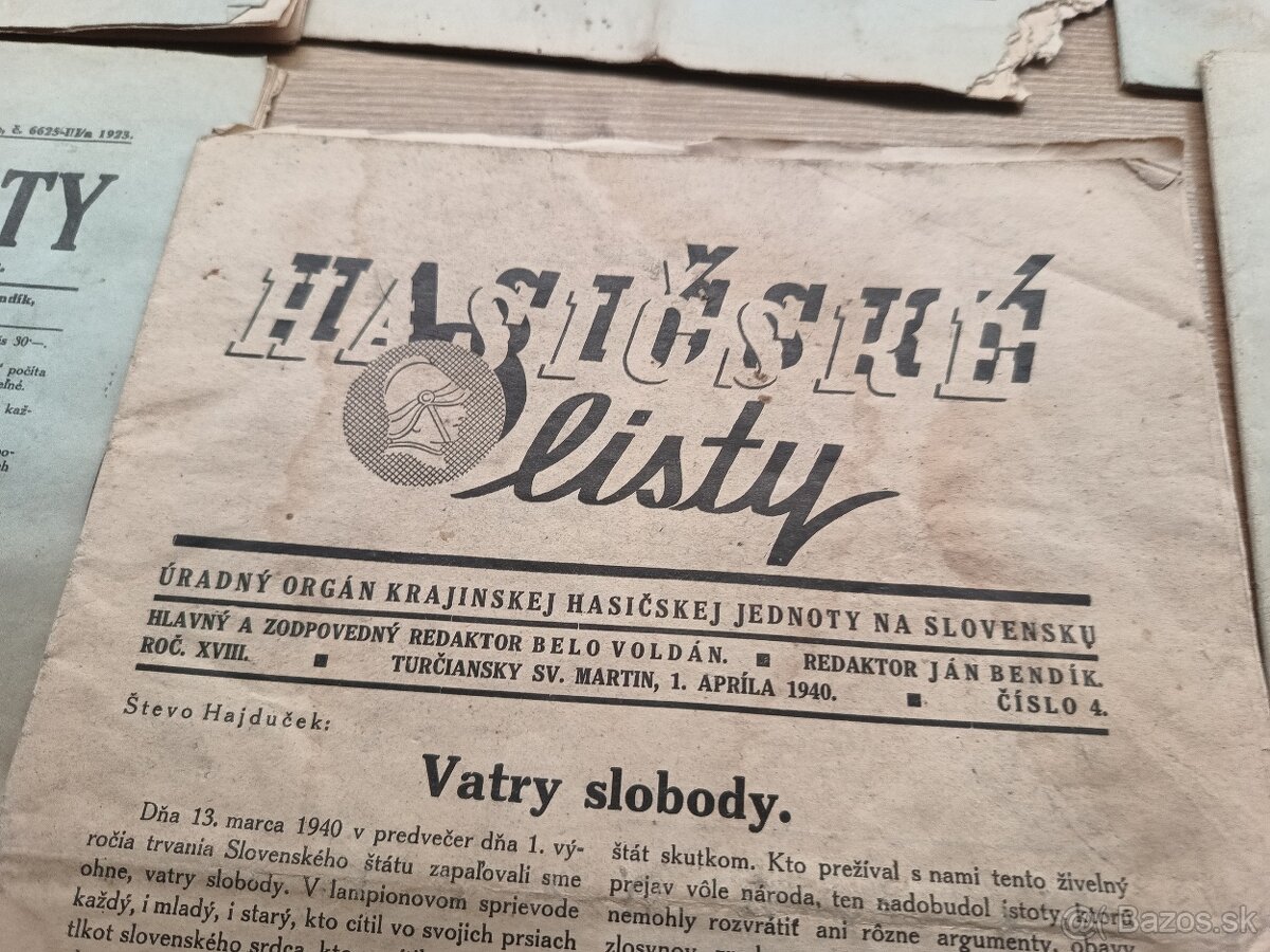 6x Hasičské listy 1936,1937,1940 - 6