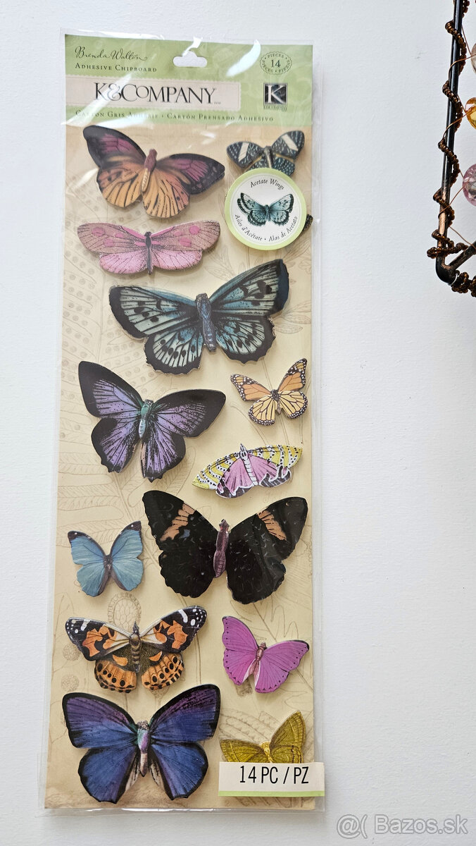 priestorové (3D) nálepky Motýľ, 2 balenia - 6