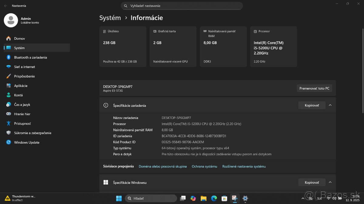 Predam Notebook Acer aspire e5 - 6