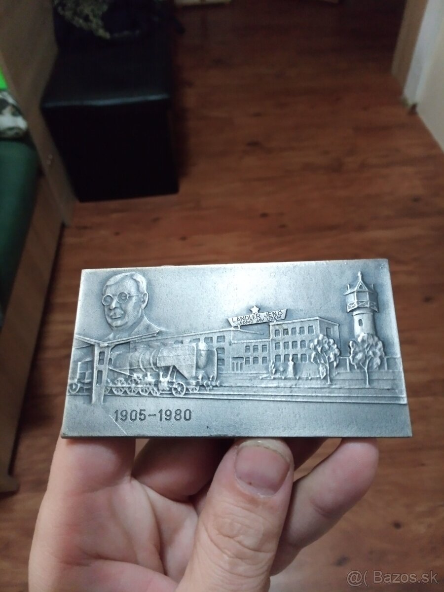 Železničná medaila plaketa.Parna lokomotíva.Vlak. - 6