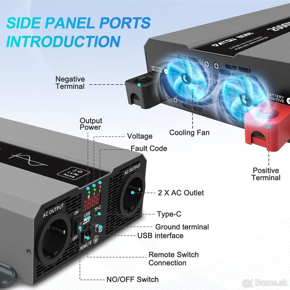 DATOU BOSS menič napätia 2000 W 12 V na 230 V - 6