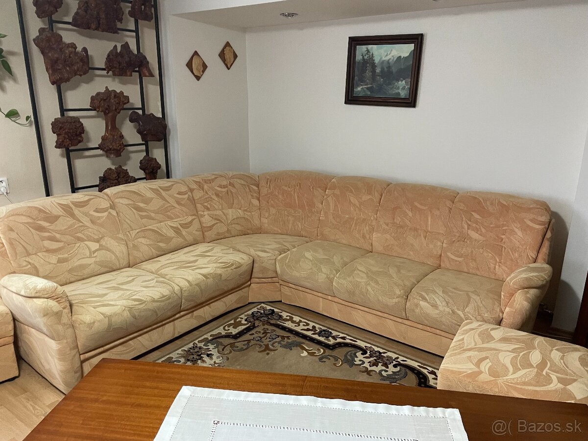 Rohová sedacia súprava s taburetkami - 6