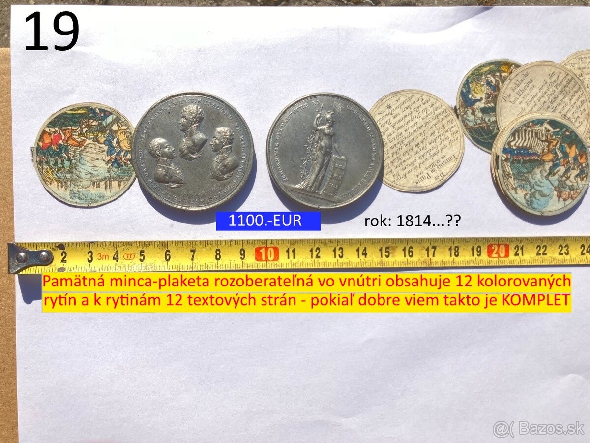 Plaketa a mince staré 1600 - 1700 - 1800 - 6