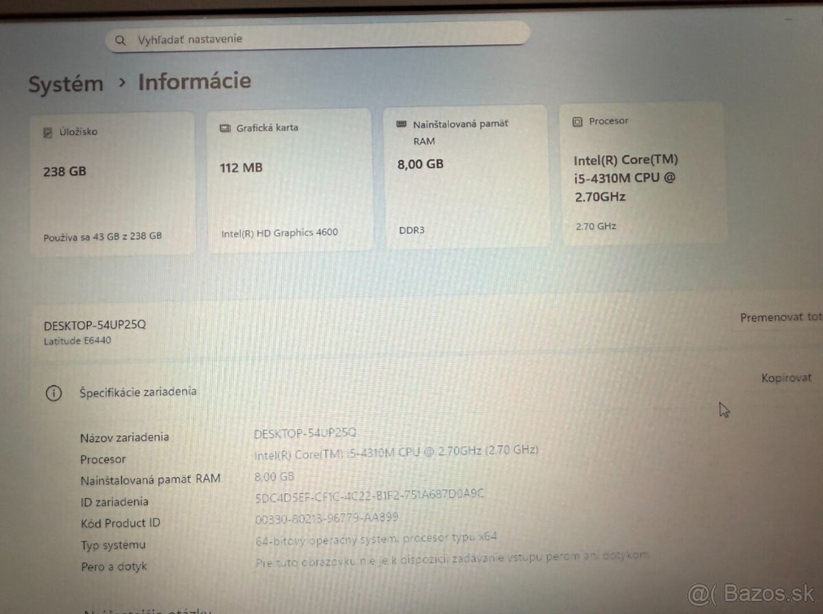 Dell Latitude E6440 i5 / 8GB / SSD / Win11 originál - 6