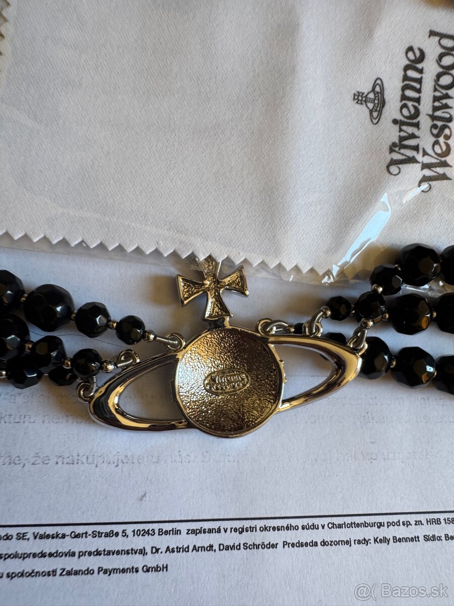 Vivienne Westwood velký čierny perlový choker náhrdelník - 6