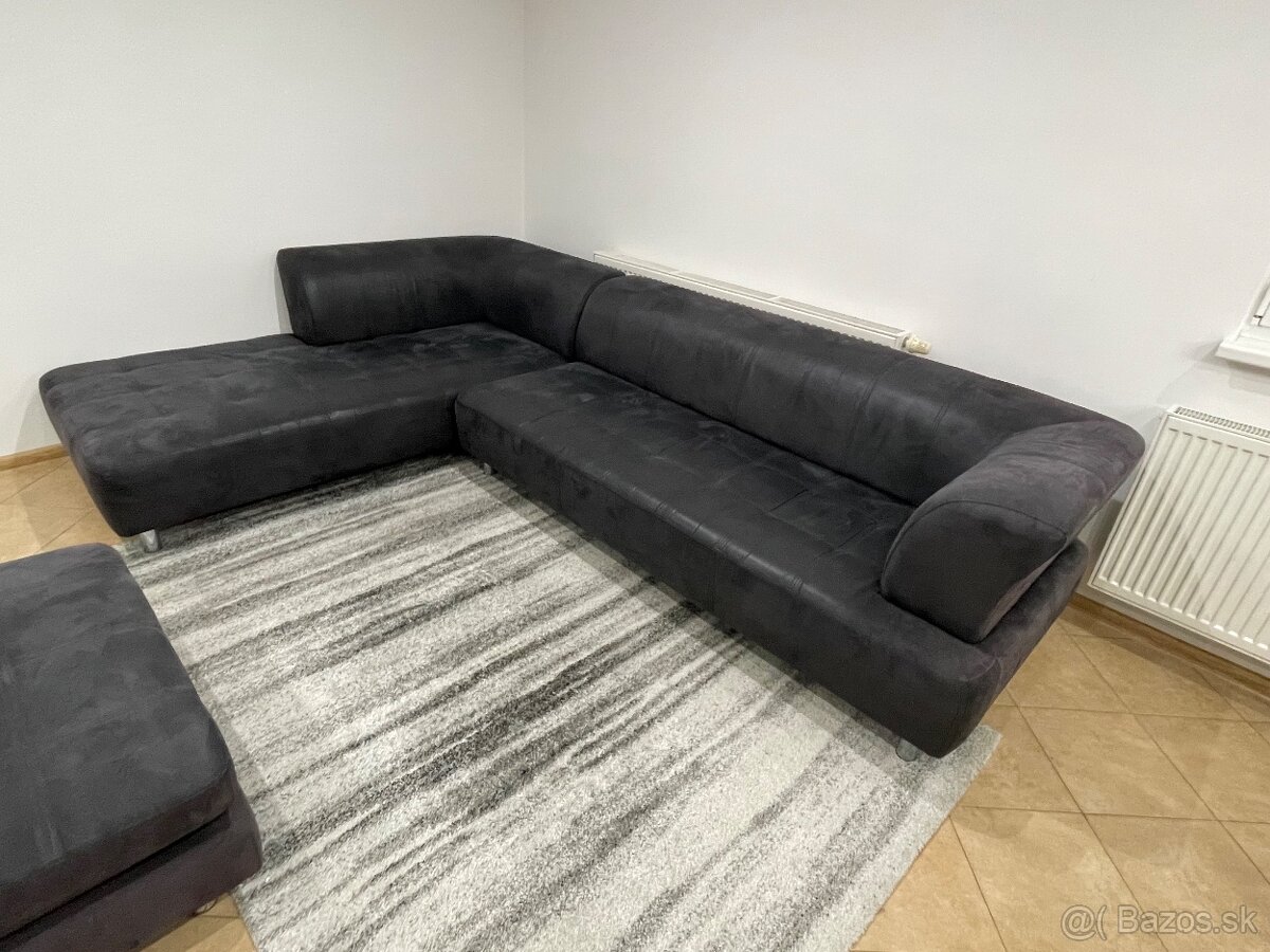 Čierna rohová sedacia súprava - 6