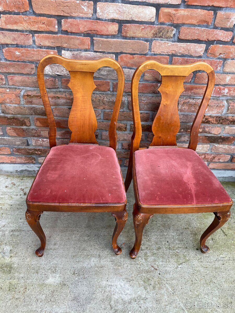 Elegantné vintage stoličky v štýle Queen Anne - 6