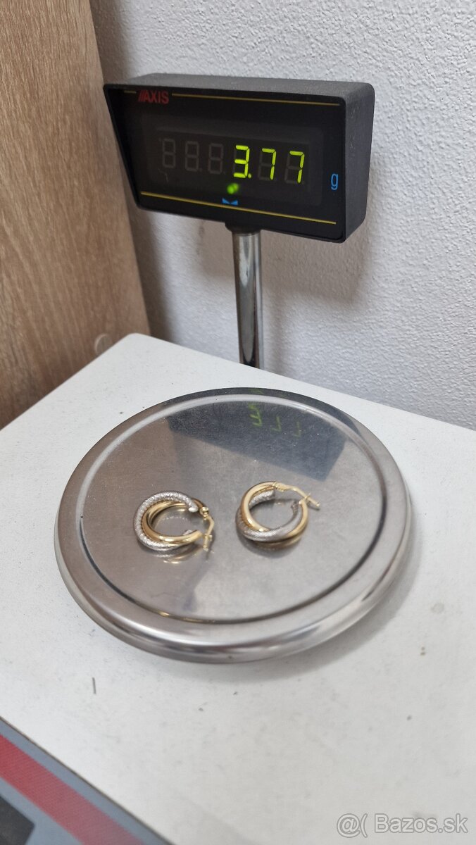 Zlaté náušnice kruhy dvojfarebné - 6