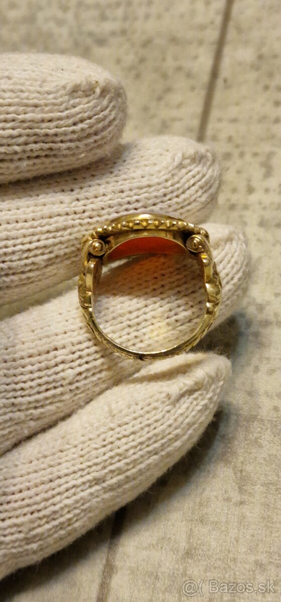 Starožitný zlatý pánsky prsteň Rakúsko Uhorsko - 6