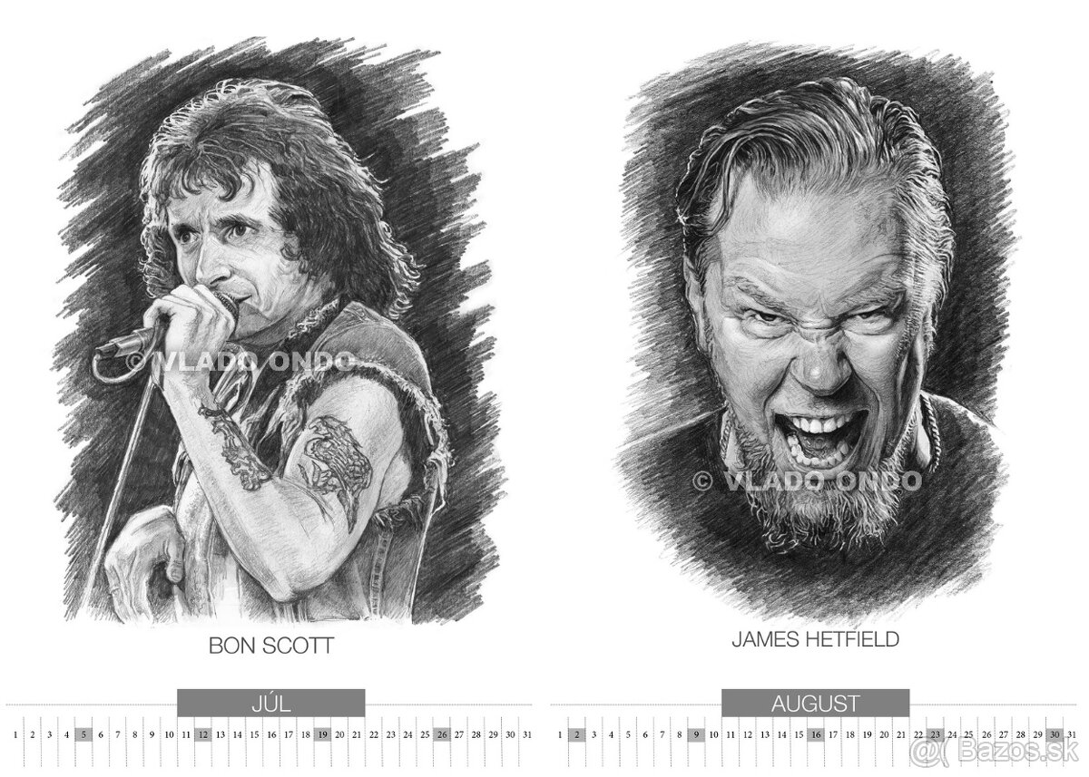 unikátny kreslený kalendár portrétov Hard and Heavy 26 - 6