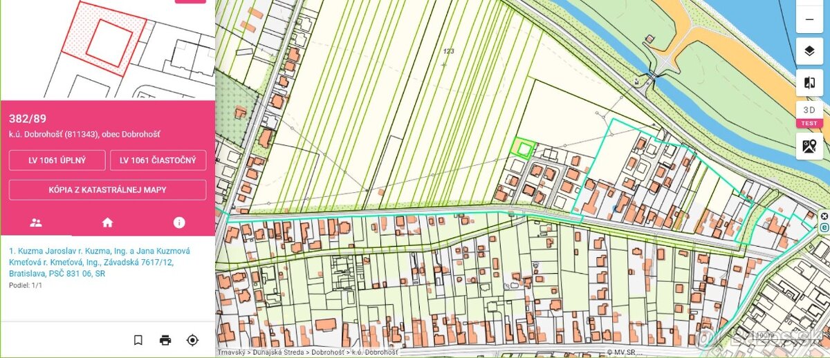 Predám pozemok v Dobrohošti okr. D. Streda pre RD - 715 m2 - 6