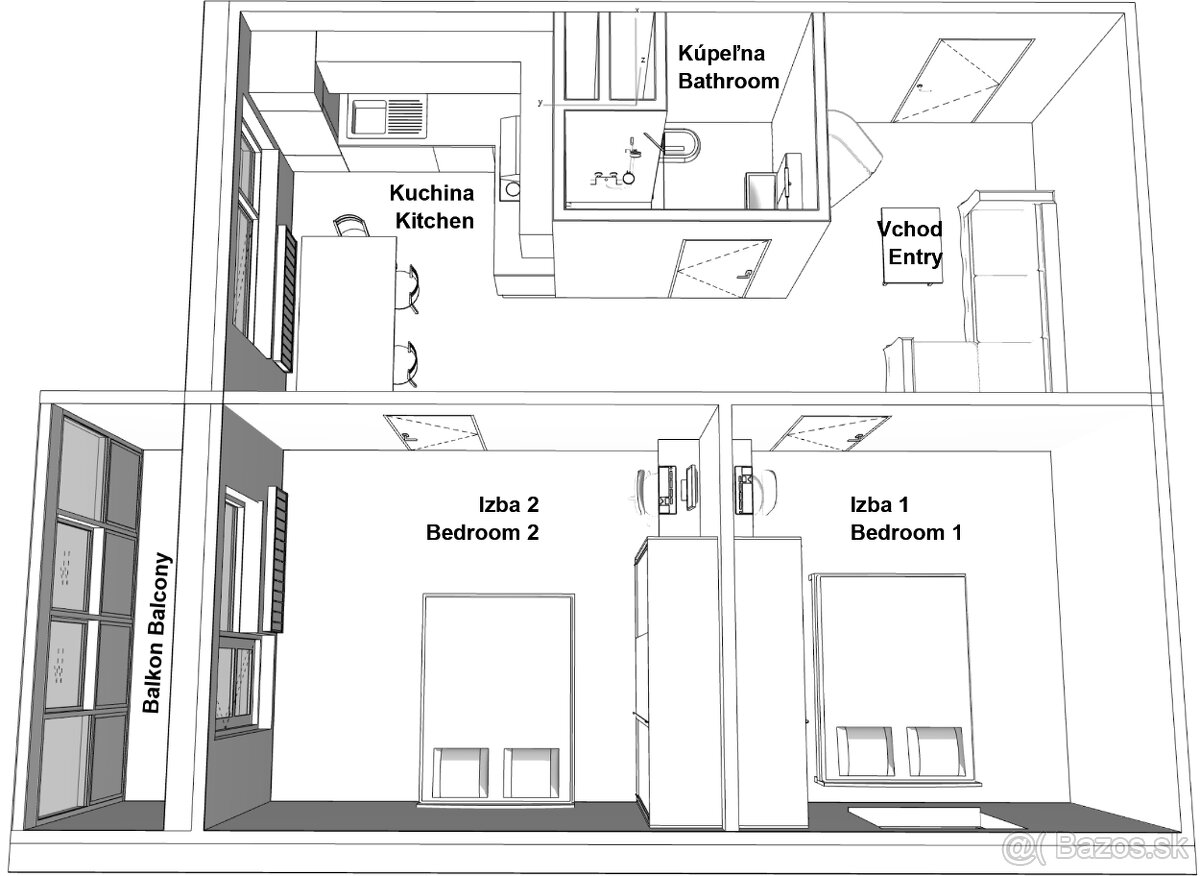 2-izbový byt s lodžiou, ul. Mládeže, PP,začatá rekonštrukcia - 6