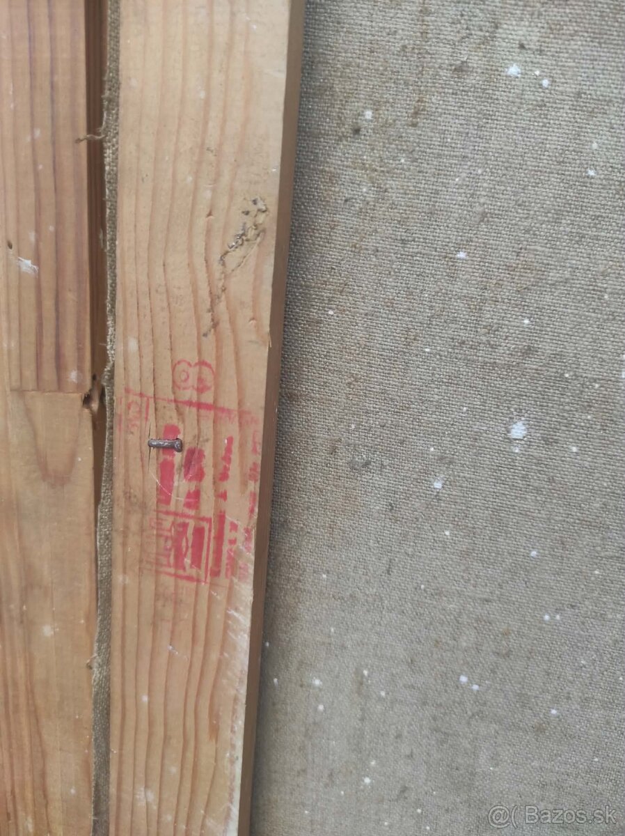 olejomalba , obraz- chalupky v zime. - 6