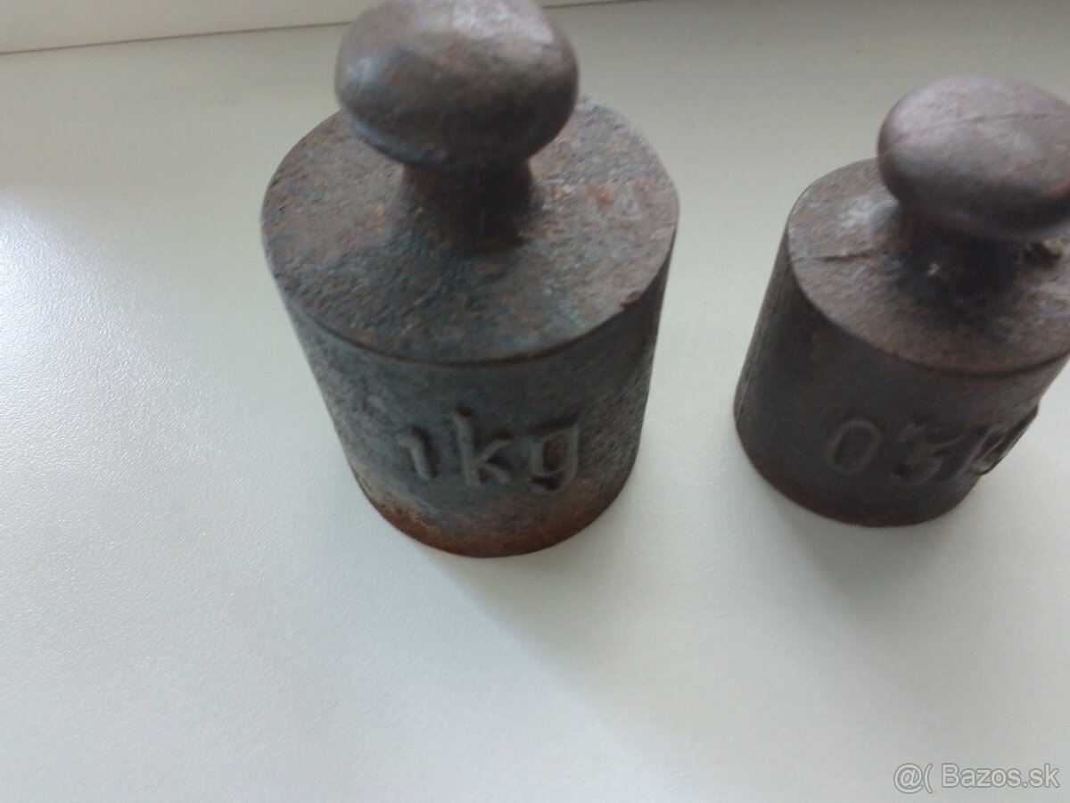 Starožitná váha Aero 5 so závažiami, závažie 1kg a 0,5kg - 6