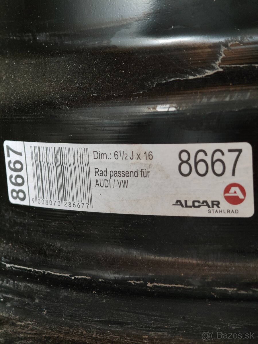 Predám 2 použité plechové disky 6,5J x 16 ET46 - 6