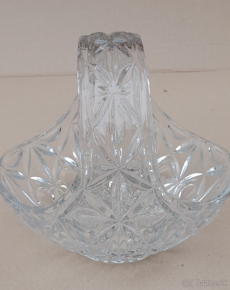 Misa na ovocie, retro brúsený košík, svietnik, solnička - 6