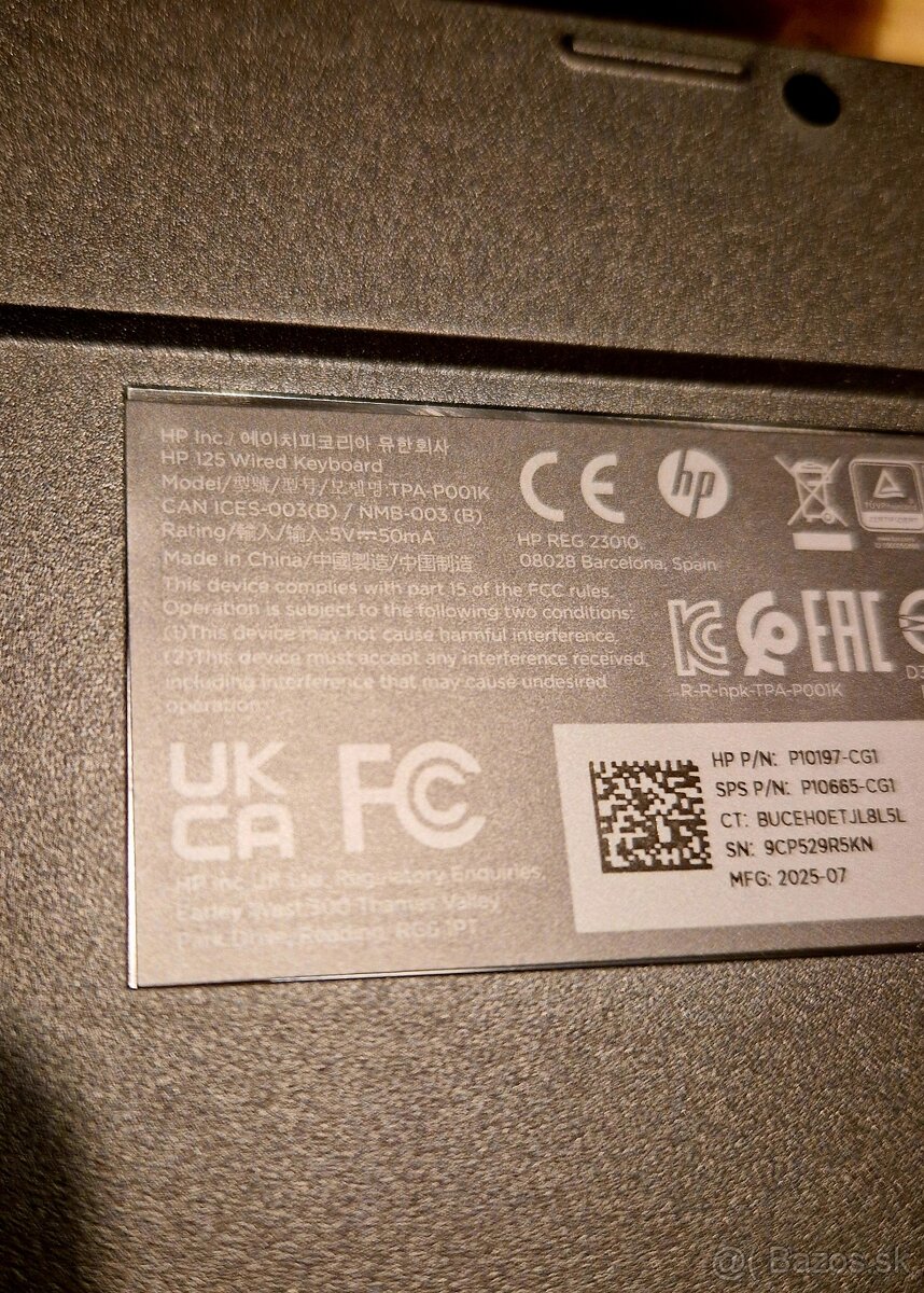 Klávesnica HP 125 Wired Keyboard a myš HP 125 Wired Mouse - 6