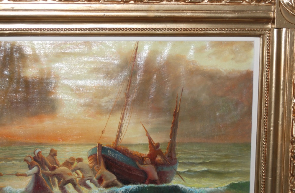 🎨 "Rybári pri západe slnka" - Olejomaľba - 6