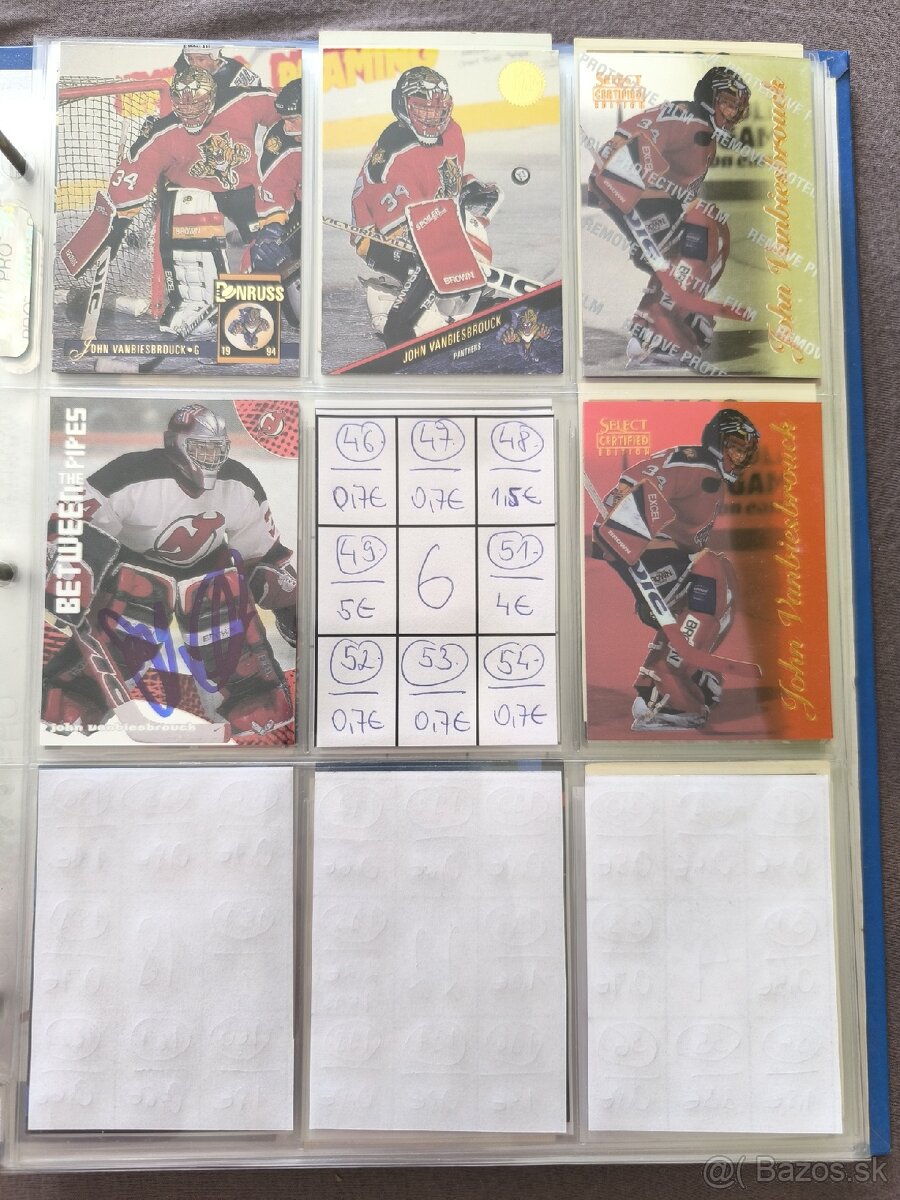 Hokejové kartičky - John Vanbiesbrouck 1 - 6