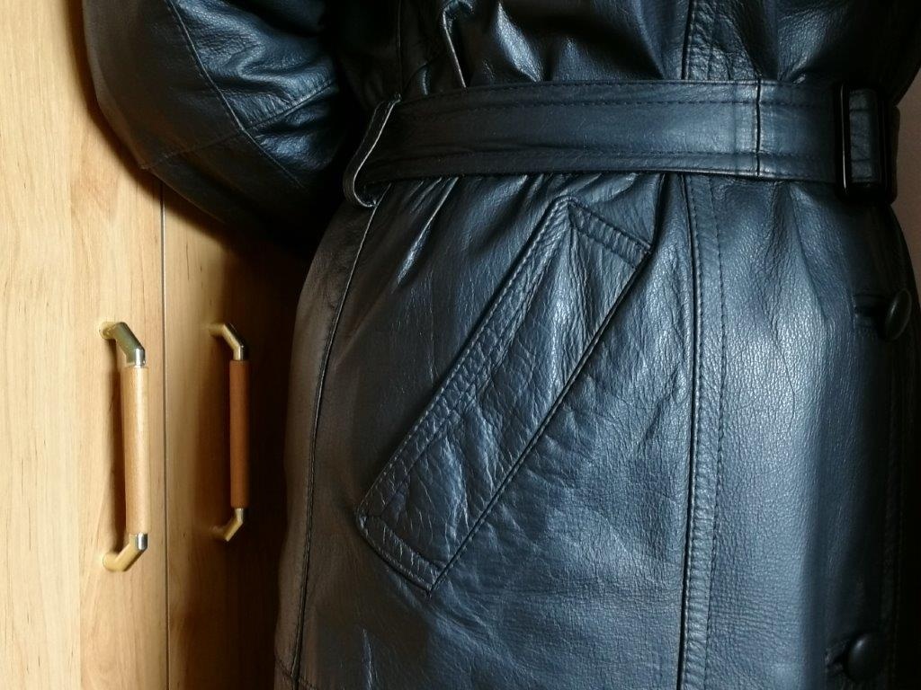 Luxusný kožený kabát v. 42/44 /+ 4 oblečenia zadarmo: modré - 6