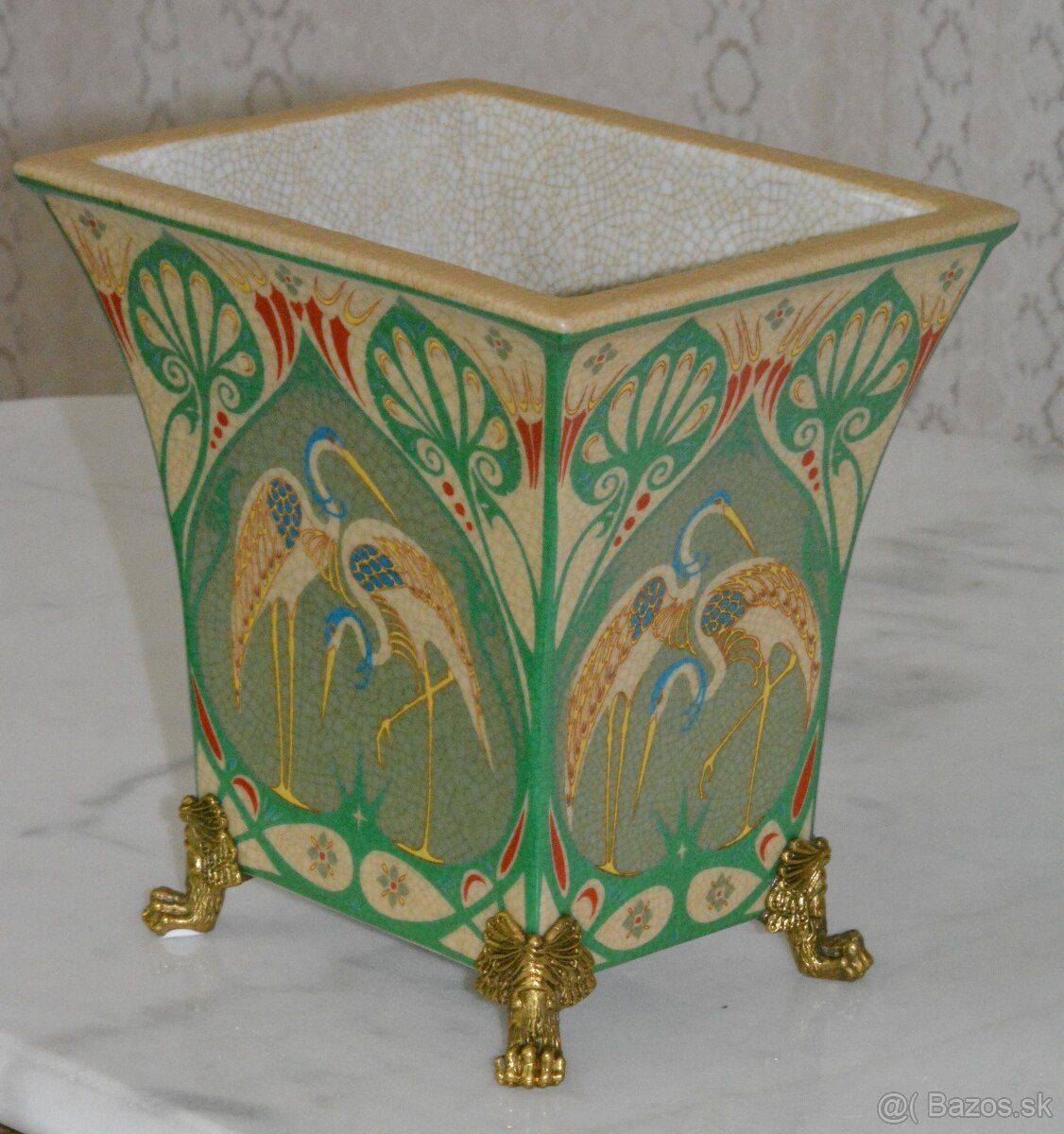 Secesní váza - porcelán + bronz - 6