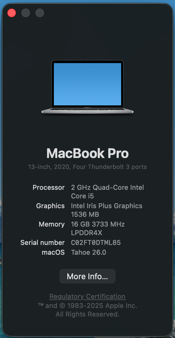 Macbook pro 2020, 16GB. 512GB - 6