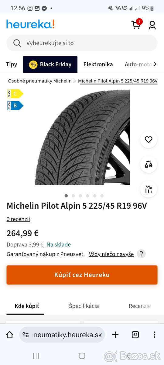 1ks NOVÁ 225/45 R19 96V MICHELIN PILOTALPIN 5, DOT2024 - 6