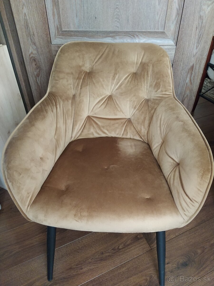 Dizajnové kreslo, svetlohnedá látka (iba osobný odber) - 6