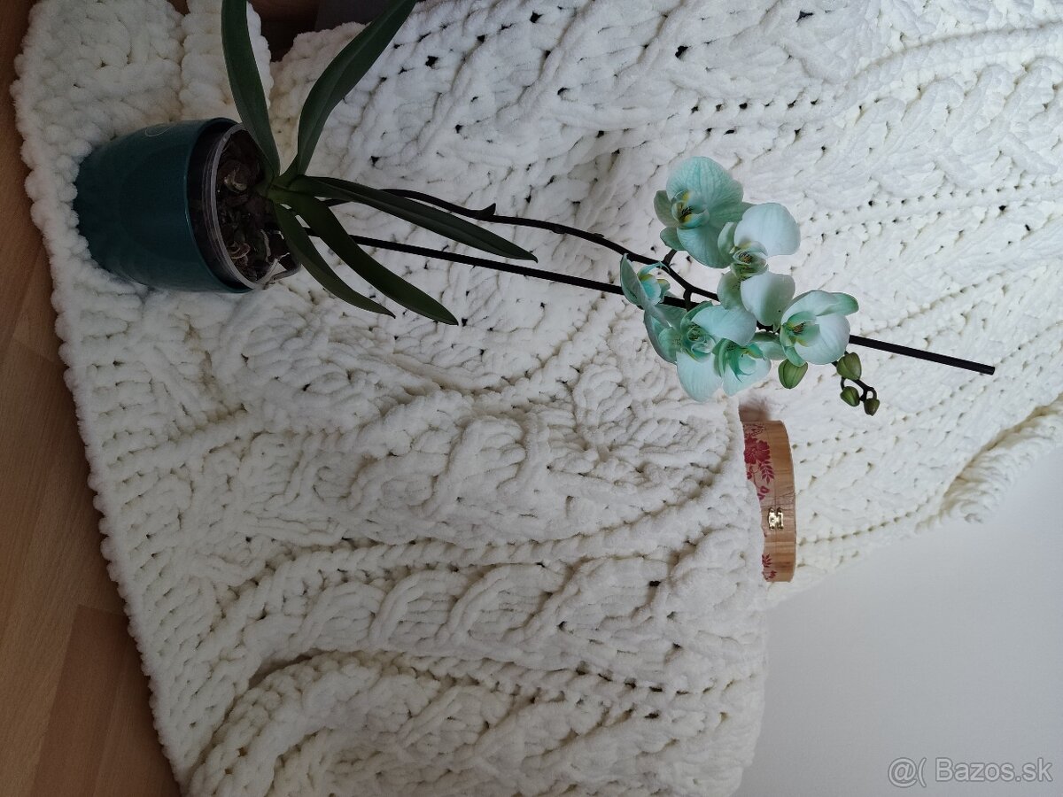 Pletená deka pre dospelých smotanova - 6