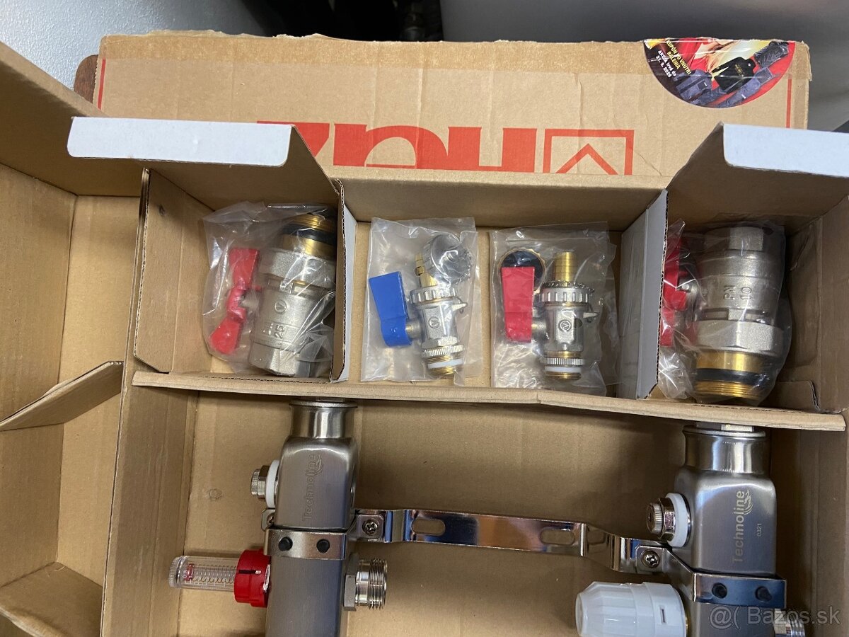 Rozdeľovač podlahového kúrenia, 10 cestný, nerezový - 6