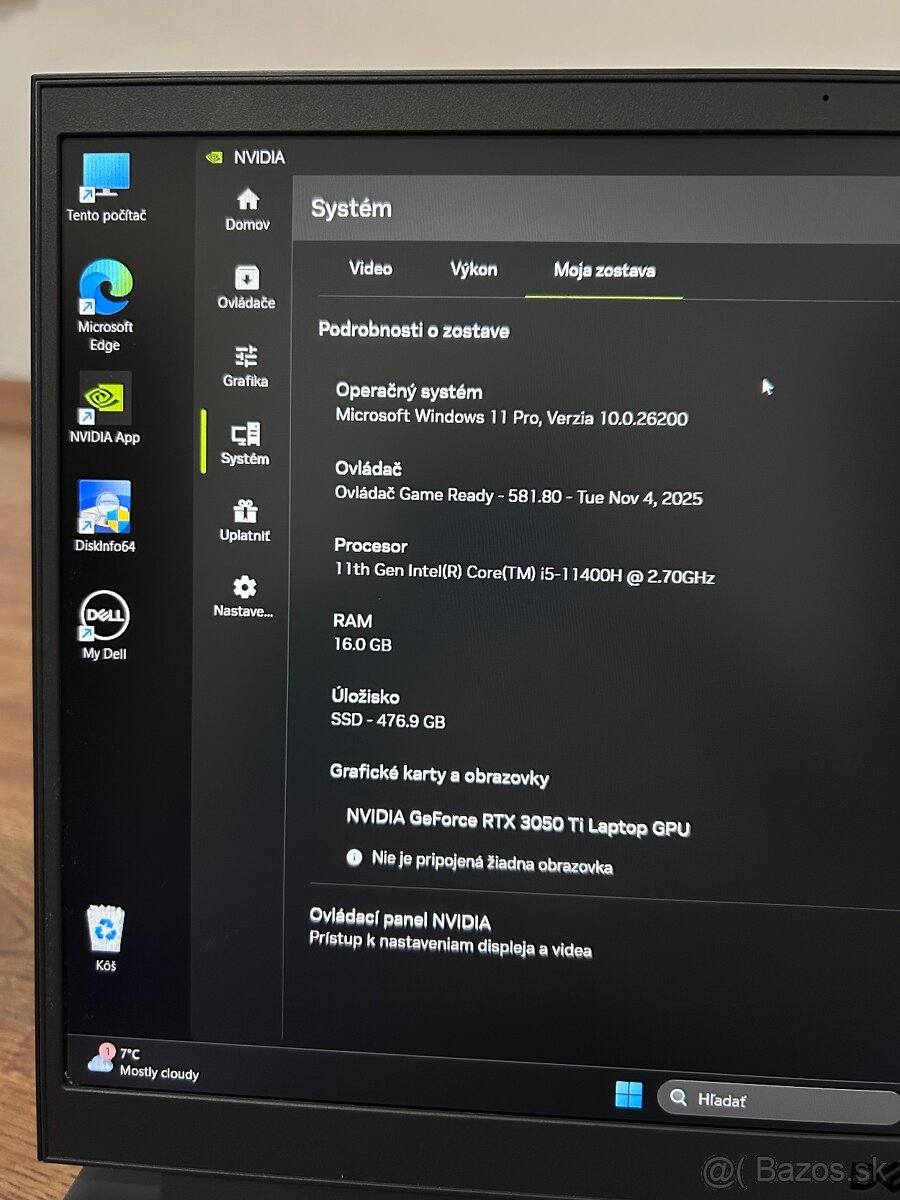 Dell G15 – herný notebook /RTX 3050 Ti /i5-11th./16 GB RAM/ - 6