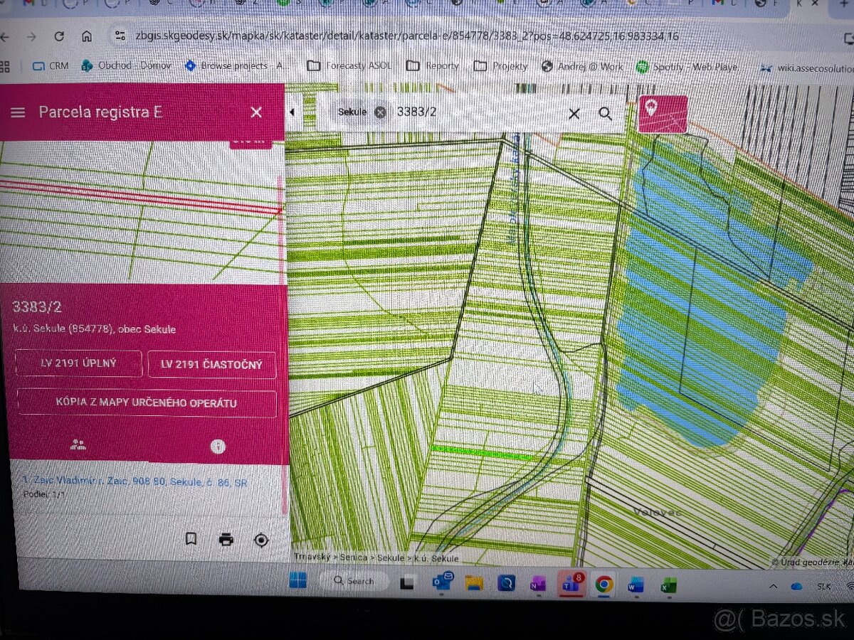 PREDAJ POZEMKOV -k.u. Sekule (LV č.2191 - 6